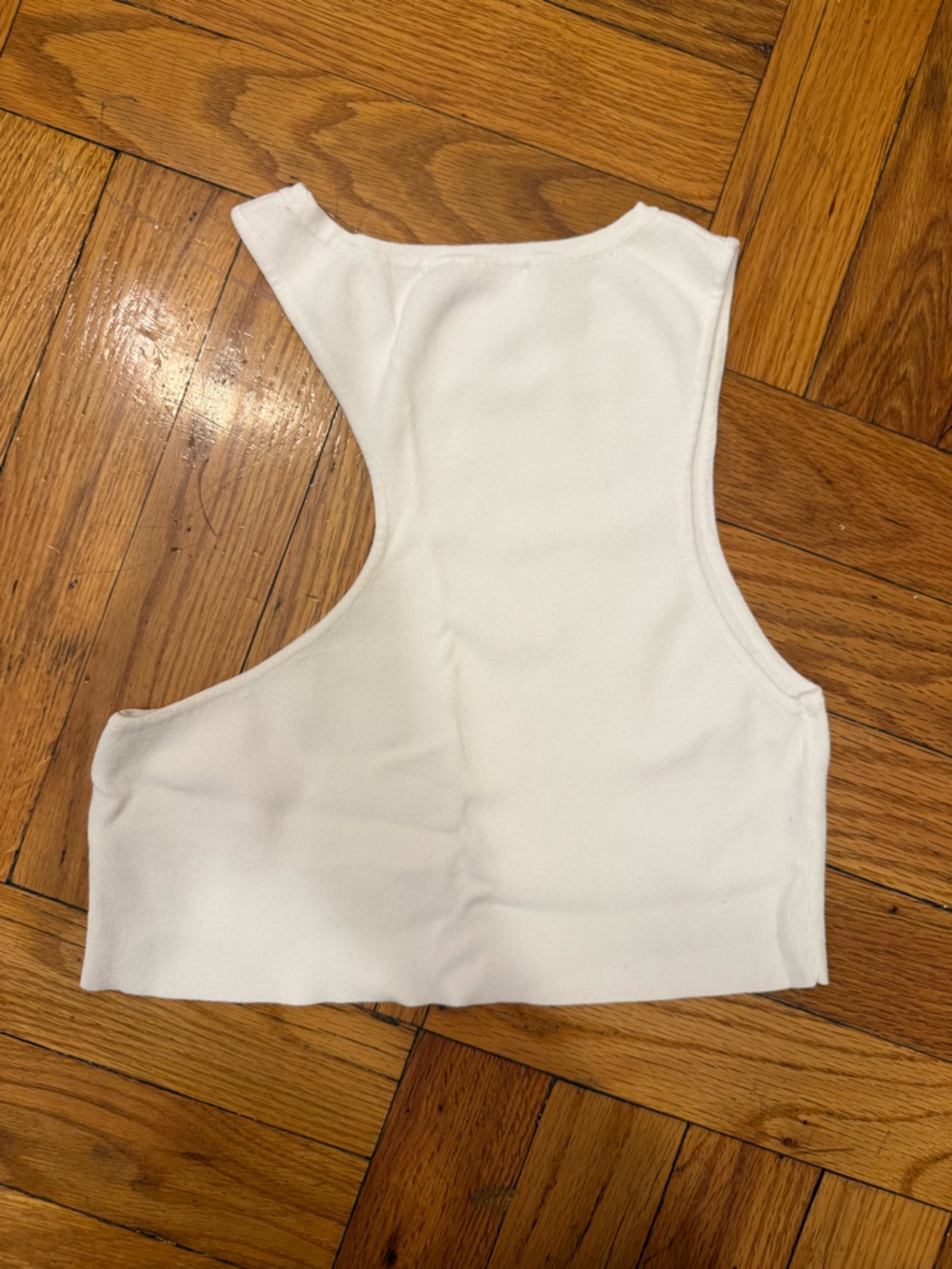White Racerback Crop Tank Top - Picture 2 of 2